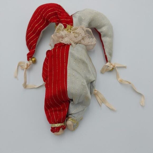 Mini Jester Porcelain Doll Mardi Gras Vtg 8 Inches - Picture 3 of 3